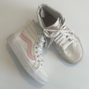 Vans High-Top Sneakers in White and Pink